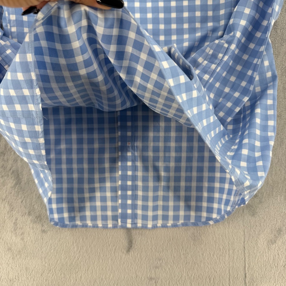 Thomas Pink Gingham Cotton Button Down Shirt Mens Small 14.5 US Blue White - Picture 8 of 14